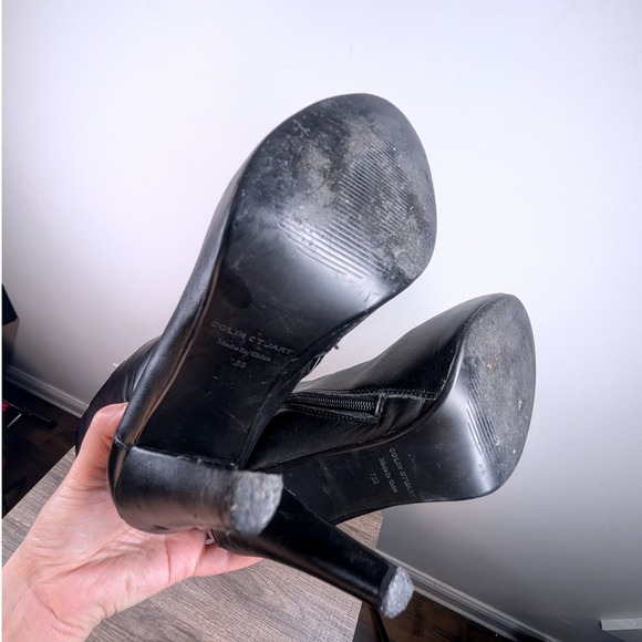 Colin Stuart Black Leather Stiletto Heel Thigh High Boots Womens Size 7.5B - Picture 7 of 8